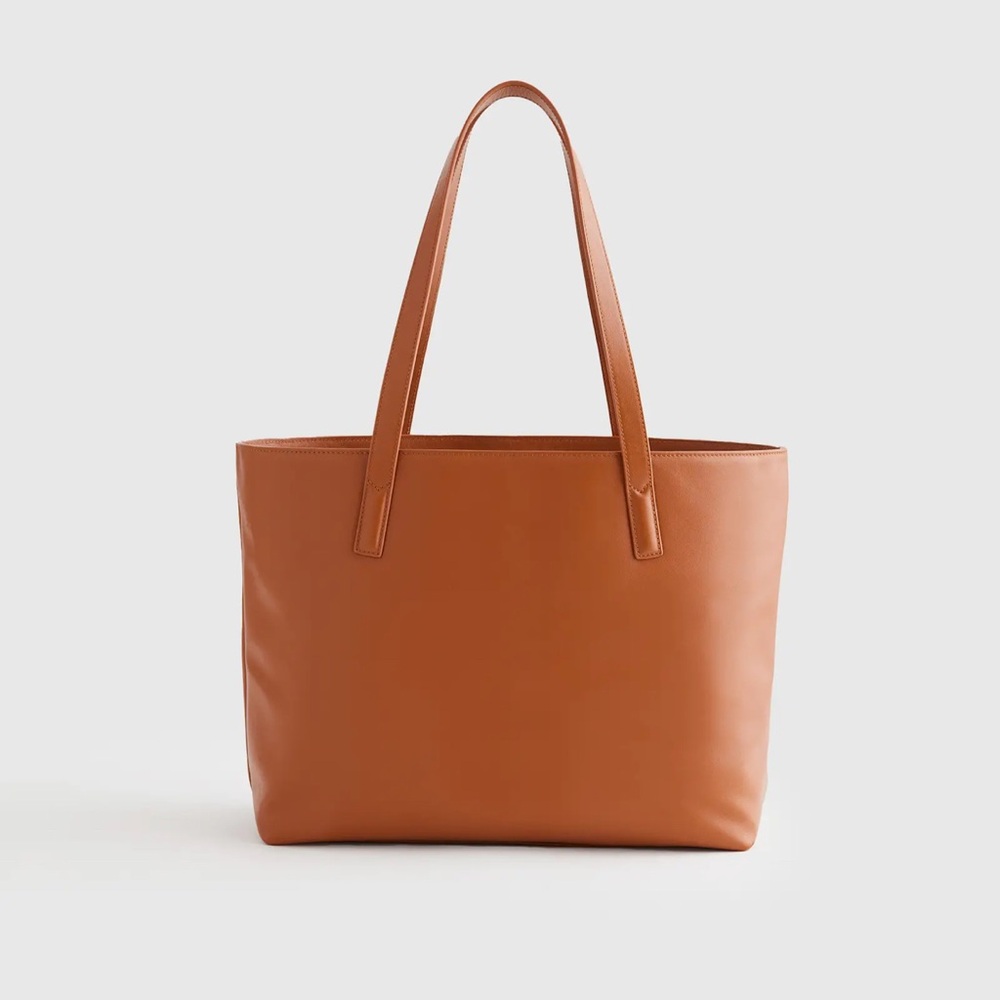 Quince Chic Brown Leather Tote Bag NWT still in original pkg- smoke free home